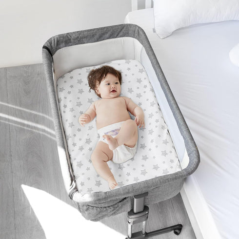 Bedside Sleeper Bassinet Sheets, 2 Pack Compatible with Mika Micky & MiClassic, Fit Most Bassinet Mattresses