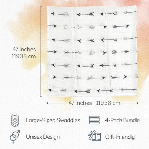 4-Pack KiddyCare Baby Muslin Swaddle Nursery Blanket for Newborns | Bab Blankets for Boys/girls | Baby Cotton Blanket