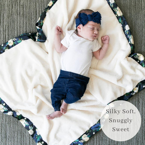 40"x30" SARANONI Receiving Blankets for Babies | Ultra-Soft Lush and Boutique Quality Baby Blanket | Satin Border Rose