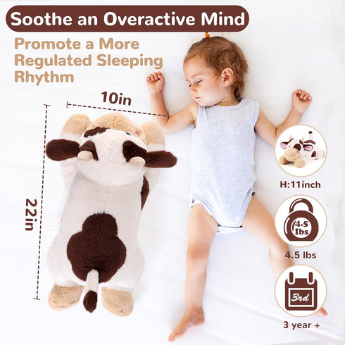 22 Inch 4.5 (22" 4.5 lbs gnomantic Cow Weighted Stuffed Animals - Pounds Weighted Plushies Cow Stuffed Animals - Big