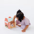 6 2 3 4 Pearhead Farm Animal Shape Sorter Wooden Barn with Chunky Animal Blocks, FSC-Certified, Flip-Up Roof & Carrying