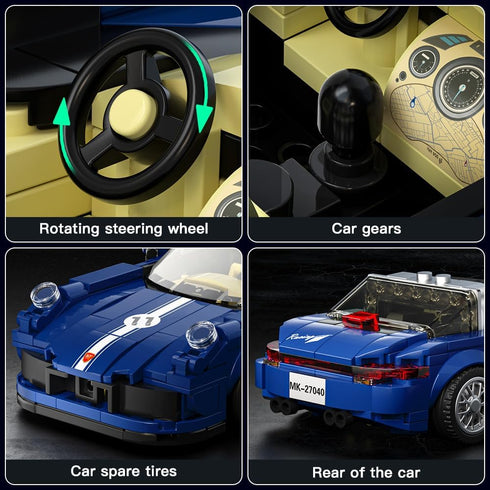Mould King Speed Champion 911 Targa 4 Car Models Building Sets with Display Case, 27040 Model Car Kits, Super Car