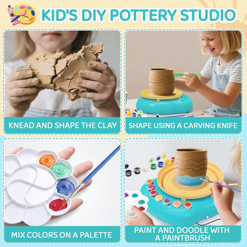 8-12, 3 Pack 6 7 8 9 10 11 12 Pottery Wheel for Kids, Arts & Crafts Pottery Painting Toys Kit for Kids Ages Art
