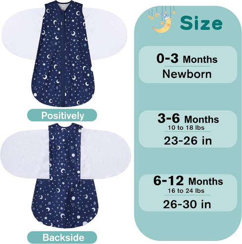 Swaddle,3-6 Months,3-Way Blanket,100% 0.5Clouds&Starry BSTOPPT Newborn Sleep Sack Baby Adjustable Wearable Rayon Cotton