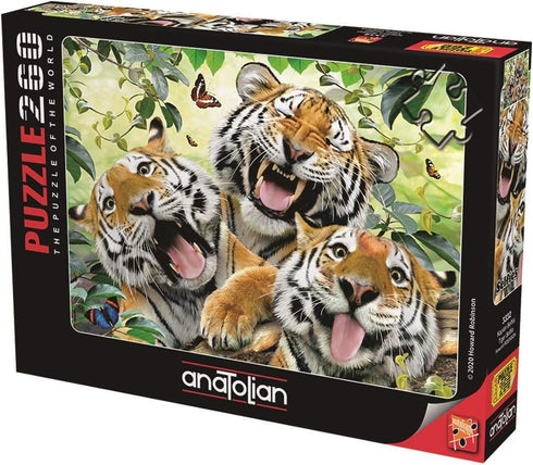 Anatolian Puzzle - Tiger Selfie - 260 Piece Jigsaw Puzzle #3332, Multicolor