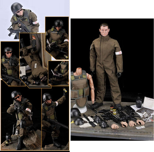 BJPEY 7Buy 12in 1:6 Action Figures Toy Stand Bendable Soldier Model Toy (Medic)