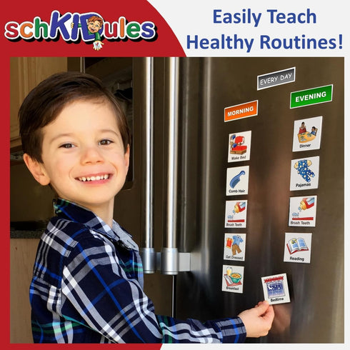 153 pc Daily Visual Schedule Magnets for Kids, Create Healthy Routines, Reminders, and Chore Charts
