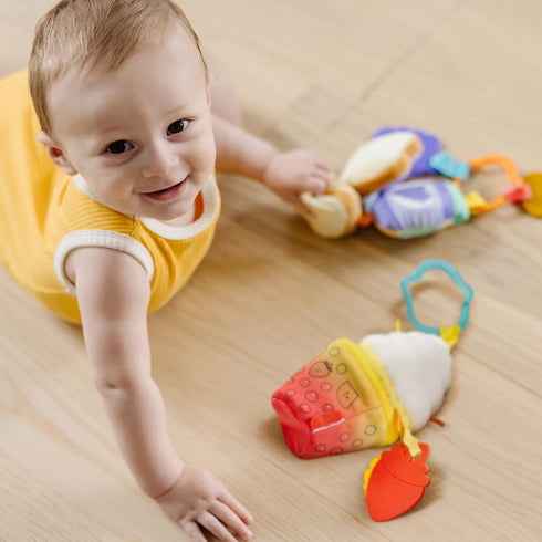 2-Pack Melissa & Doug Multi-Sensory Take-Along Clip-On Infant Toy (PB&J and Bubble Tea)