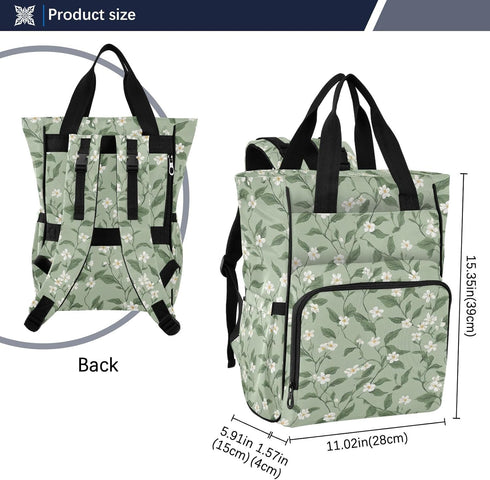 SUABO Backpack Leaf and Flower Pattern Baby Diaper Bag Large Bag Waterproof Travel Diaper Bags for Moms and Dads