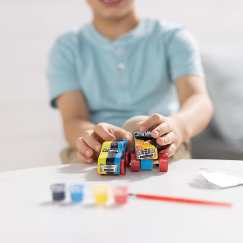 Melissa & Doug Decorate-Your-Own Wooden Craft Kits Set, Race Car and Monster Truck.