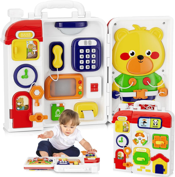 MFEESYOB Montessori Toys for 1 Year Old Boy Girl, Musical Montessori Busy Board