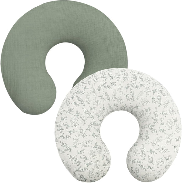 Tcwhniev 2Pcs Nursing Pillow Cover, Soft Cotton Newborn Breastfeeding Pillow Cover Stretchy Nursing