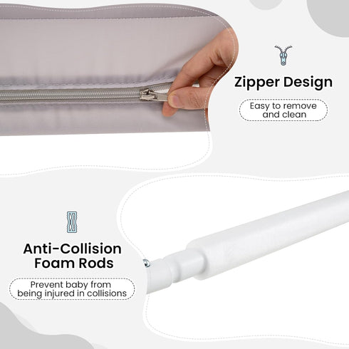 59" INFANS Bed Rail for Toddlers, Foldable Safety Baby Crib Rail Fit for Kids Twin, Extra Long Swing Down Bed Guardrail