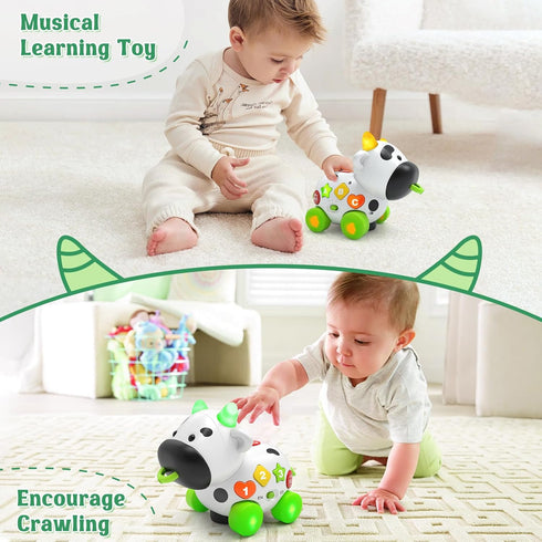 1+ 6-12-18 1 1-2, 1st Talkfun Musical Cow Toys for Year Old Boy Girl, Bilingual Baby Toy Month, One Year Old Boy Toys