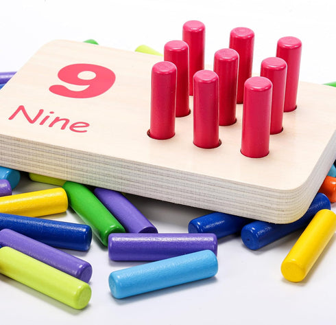 Suwimut Wooden Counting Peg Board, Math Manipulatives for Kindergarten, Montessori Educational Toys for Kids