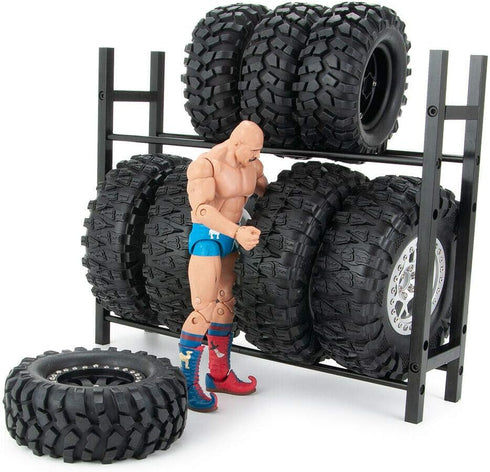 RC Car Alloy Tire Rack for 1.9'' 2.2" Tire Wheel Rim SCX10 D90 CC01 TRX4 RC Crawler (Black)