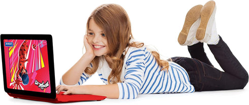 LEXiBOOK Miraculous Educational and Bilingual Laptop, English/Spanish Toy for Kids, 124 Activities with Ladybug