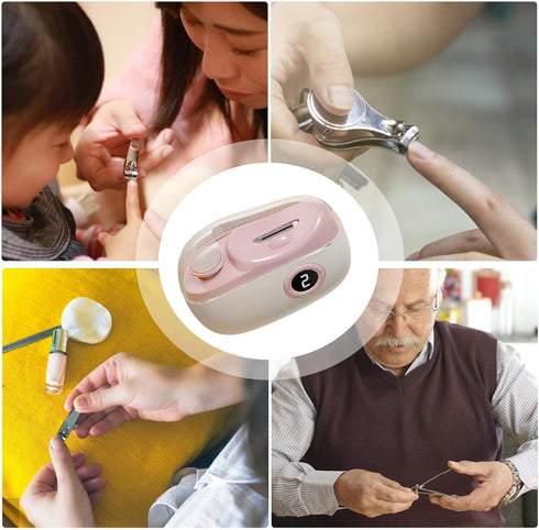WOGXN 3-Speed Trimmer 2 1 Electric Nail Clipper, Toenail Manicure Polisher USB Rechargeable, Automatic Nail with LCD