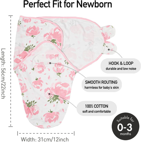 0-3 3 Pack GLLQUEN BABY Girl Swaddles Months - Baby Swaddles Sack for Newborn, Infant Sleep Sack, Easy Swaddling Wrap