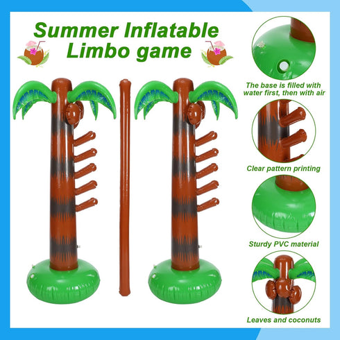 Jenaai Inflatable Palm Tree Limbo Game for Luau Party - Hawaiian Fun Limbo Game for Summer Decor and Parties