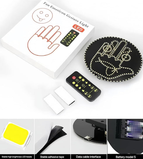 Car LED Smile Face Light with Remote Control - Fun Rear Window Warning Lamp