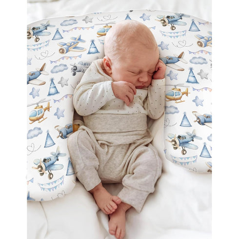 Vintage Planes Airplanes Helicopters Nursing Pillow Covers for Boy Girl Retro Stars Plane Clouds Sky Nursery Slipcover