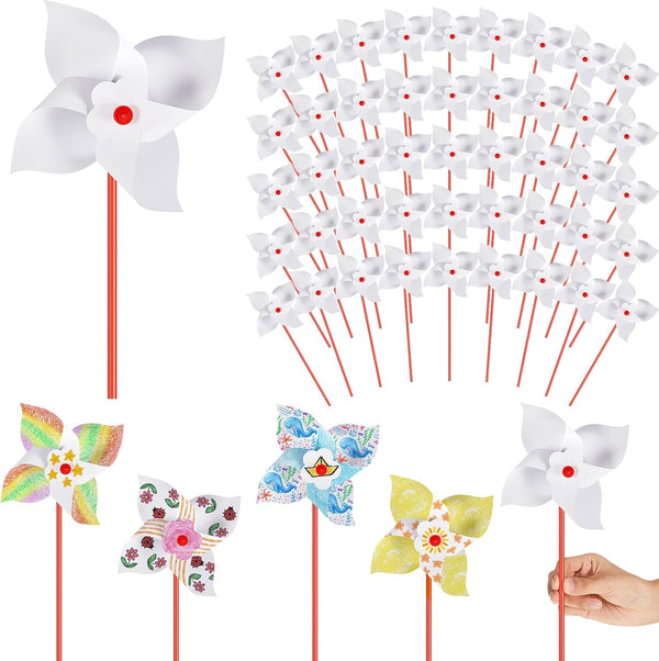 Simgoing 300 Pcs DIY Pinwheels for Kids Party Favor Paper Summer Craft Kits