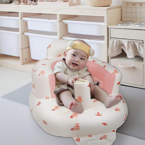 Inflatable Baby Chair with Built-in Air Pump | Sit me Up Floor Seat for Baby 3 Months & Up, Bunny Blow Up Seat