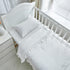 3 Set Pieces Crib Bedding Baby Ruffle Quilted Comforter with Fitted Sheet and Pillowcase - Cute Ruffled Shabby Chic