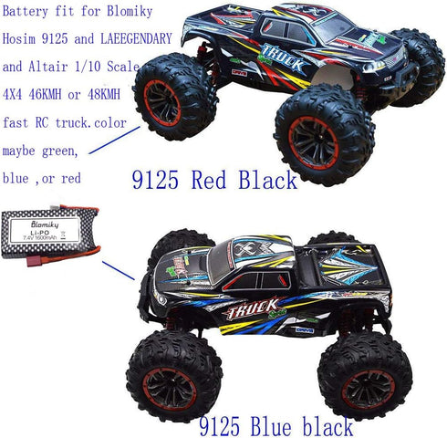 Blomiky 1 Pack 11.84Wh 7.4V 1600mAh T Connector Plug Li-Po Battery with USB Cable for 9125 RC Truck Cars