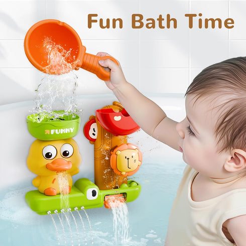 1-3, Playset, Summer 18 24 2-4, 3-5 iPlay, iLearn Bath Toy for Toddlers Baby Waterfall Duck Bathtub Toy W/ Suction Cup