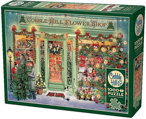 Cobble Hill 1000 Piece Puzzle - Christmas Flower Shop - Sample Poster Included