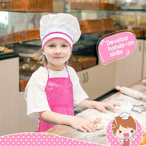 Gifts for 2-8 Year Old Girls Boys, Chef Costume Set Kids Apron for Girls, Toddler Birthday Xmas Gifts