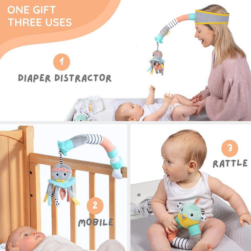 Dingle Dangle - Diaper Changing Headband & Mobile for Crib, Pushchair or Car Seat - Funny Baby Gifts - Great Baby