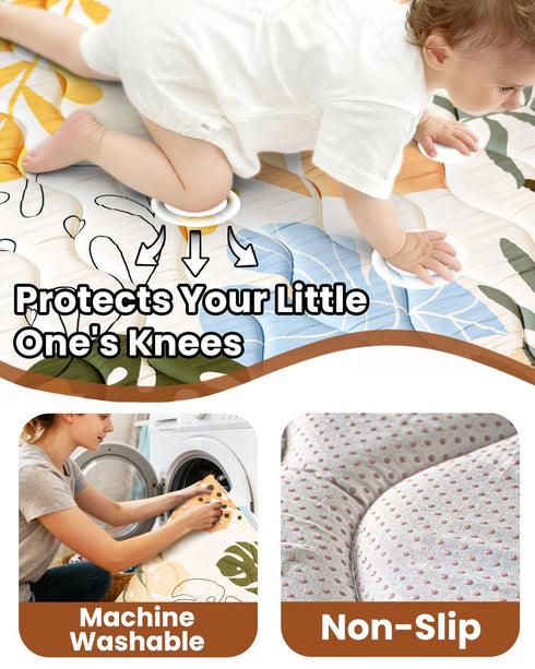 50x50 Tummy Baby Play Mat for Floor, Portable Thickened Foam Playpen Mat, Foldable for Easy to Store, Baby Time