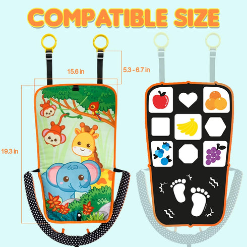 Innofans Baby Car Seat Animals Toys - Kick and Play Double Sided Infant Car Seat Toys with Plush Toys, Mirror, Teether