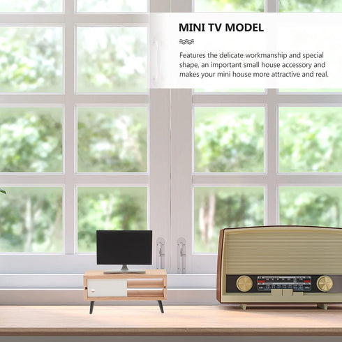 NUOBESTY Dollhouse Miniature TV: Model with Television Cabinet, Doll House Furniture for Living Room
