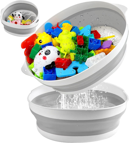 Bath Toy Storage Organizer, Foldable Bath Toy Holder for Bathtub, Removable Base, Bathroom Toy Storage Bin for Kids