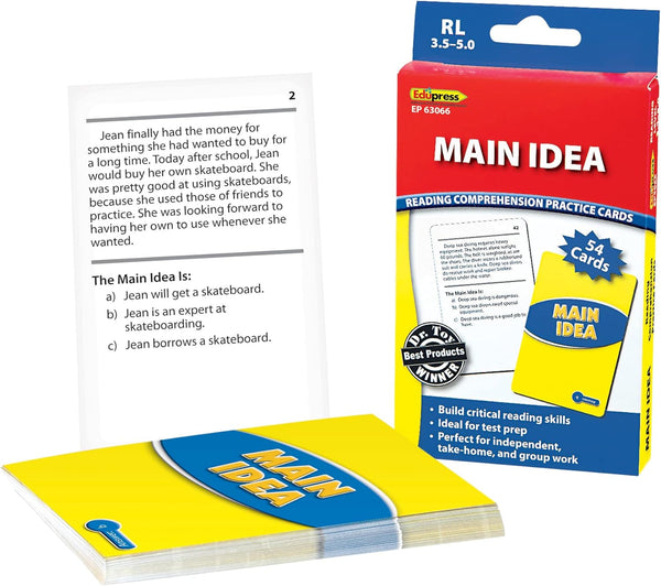 Edupress EP63066 Main Idea Practice Cards Blue Level Medium