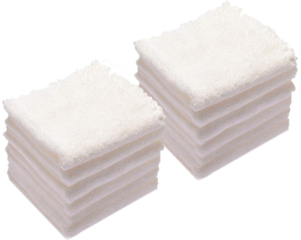 Kyapoo Baby Washcloths 12 Pack, 12x12 Inches Microfiber Coral Fleece for Newborns, Infants, and Toddlers - White