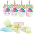 Unicorn Cupcake Toppers and Wrappers - 40 Reversible Rainbow Liners with Cute Decorations for Birthday Party