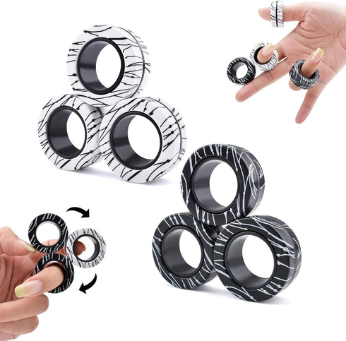 Cevioce 6 PCS Magnetic Rings Fidget Toys Set for Adults Boys Teens,ADHD