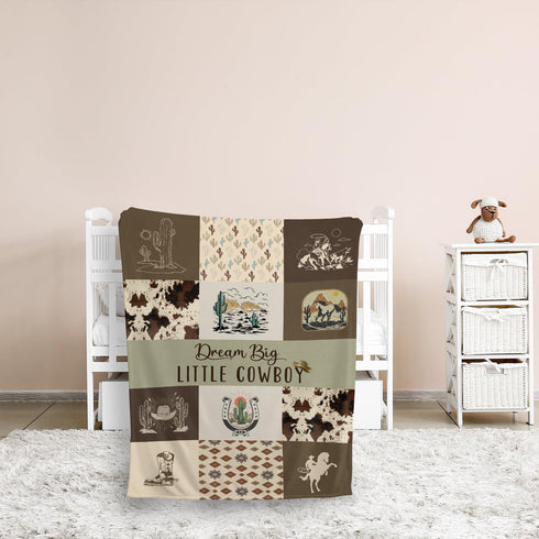 (03, 30x40 Western Blanket, Western Decor for Nursery Room, Baby Blankets for Boys Girls, Cowboy Baby Blankets, Western