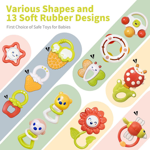 Set 0 1 2 3 4 5 6 7 8 9 10 11 12 Baby Gym Play Mat, Musical Activity Center for Baby, Baby Rattles Toys with Storage