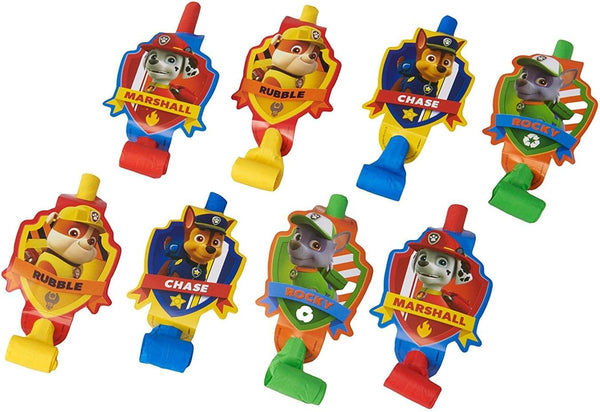 Paw Patrol Multicolor Party Blowouts, 5", 8 Pieces, Perfect Birthday Party Favors