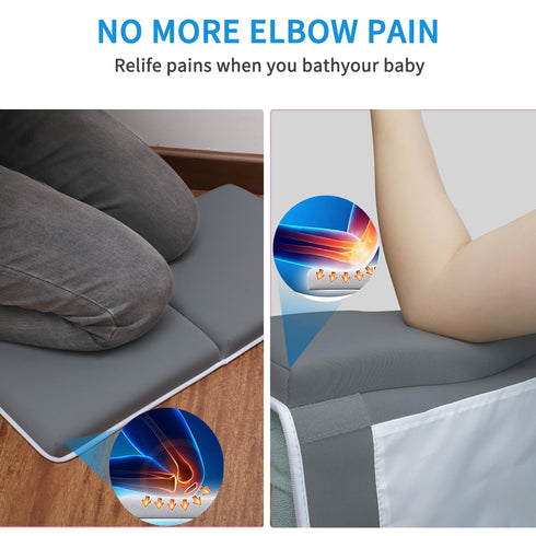 Elbow Set, 1.5 inch JJGoo Bath Kneeler with Rest Pad Kneeling Pad Mat for Bathtub Baby Bathing Parents, Painless Foam