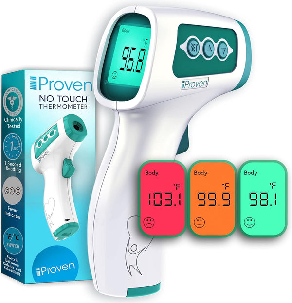 Infrared Forehead Thermometer for Adults and Infants, Touchless iProven Thermometer with Fever Alarm