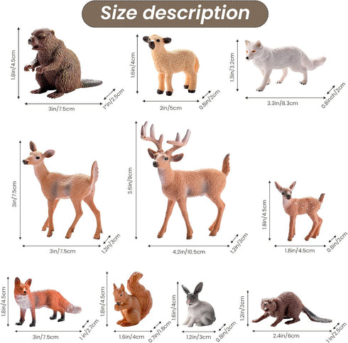 Sumind 18 Pcs Forest Animals Figurines, Woodland Toys Model Trees Kit, Miniature Plastic for Cake Toppers, Birthday