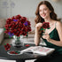Set 15 330PCS HOGOKIDS Flowers Bouquet Building - Burgundy Roses Mother's Day Gfit for Mom, Deep Red Rose Botanical