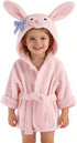Ultra Absorbent Pink Dog Hooded Bathrobe for Girls - Terry Cotton